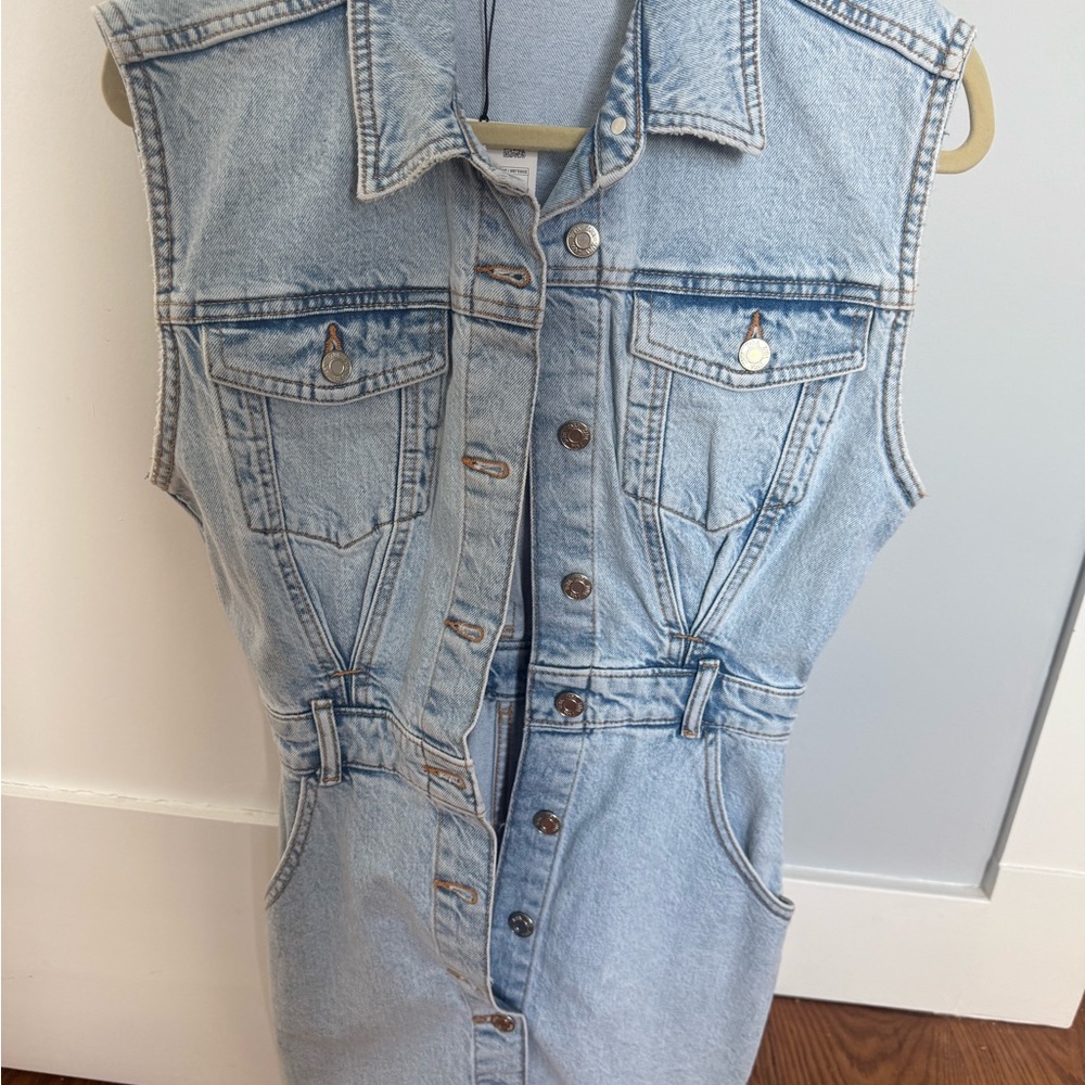 NWT Zara Sleeveless Denim Button-Up Dress